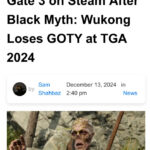 《黑神话》落选TGA年度游戏后 《博德之门3》遭玩家差评轰炸